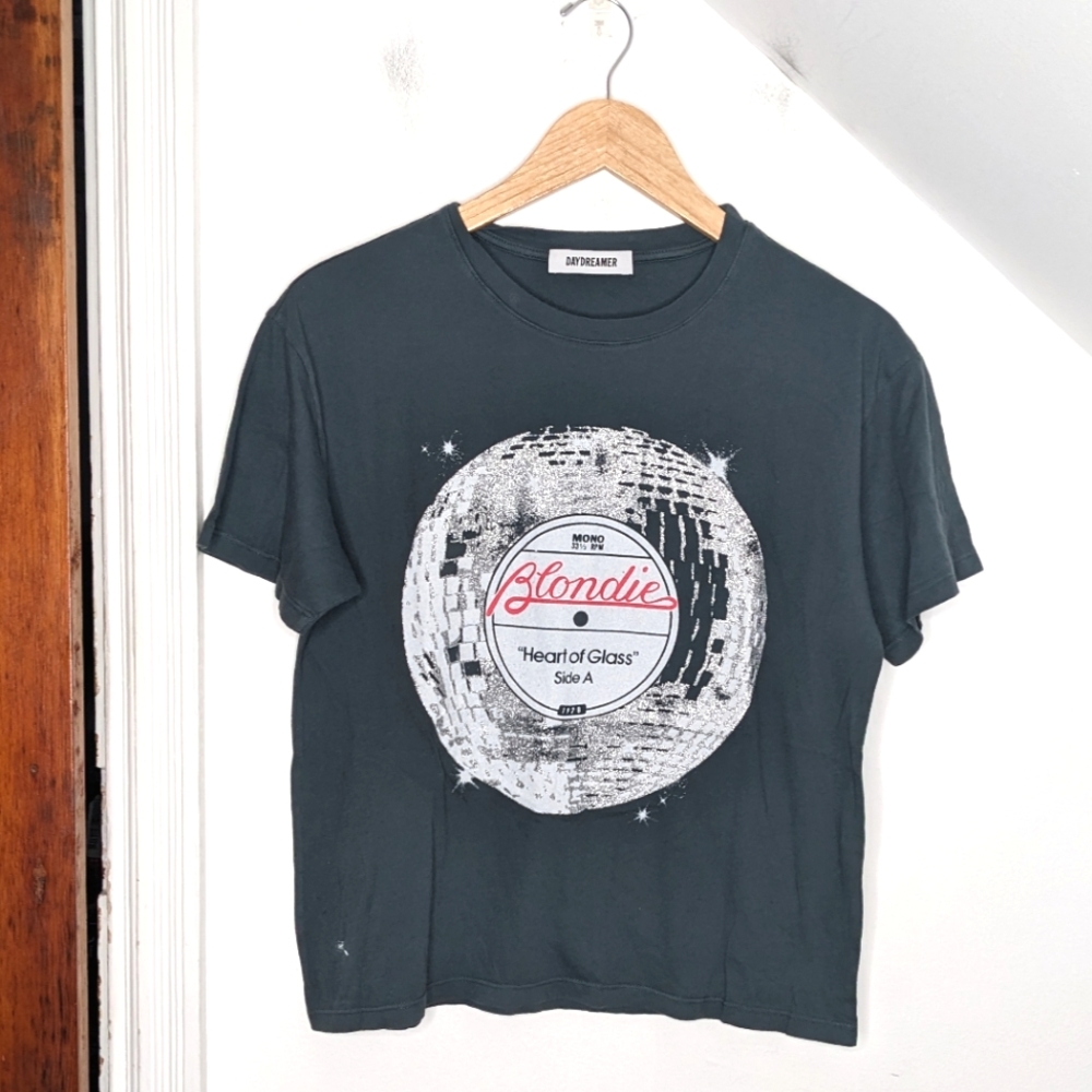 DAYDREAMER Blondie Heart of Glass Disco Ball Boyfriend Tee NEW Size XS